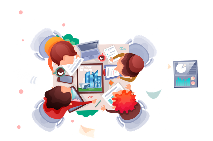 Geschäftsteam arbeitet zusammen  Illustration
