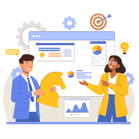 Geschäftsteam bei der Strategieplanung  Illustration