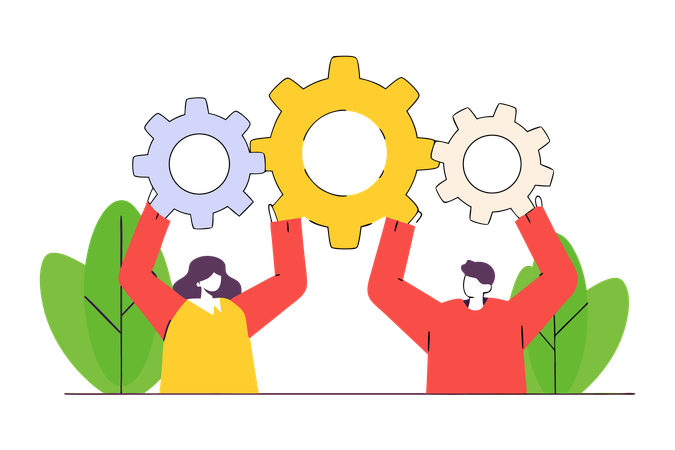 Geschäftsteam bei der Zusammenarbeit  Illustration
