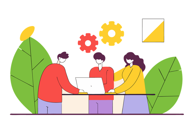 Geschäftsteam bei der Zusammenarbeit  Illustration