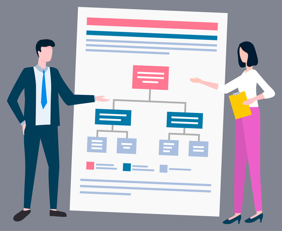 Geschäftsteam diskutiert Wachstumspläne  Illustration