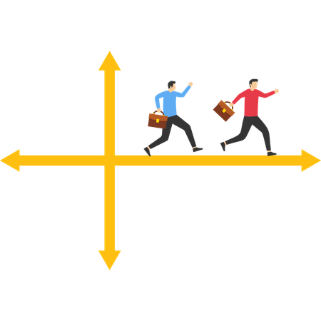 Geschäftsteam bewegt sich in vorrangige Richtung  Illustration