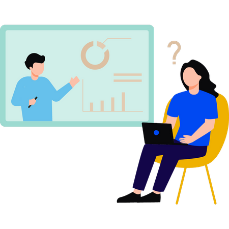 Geschäftsteam diskutiert in Online-Meeting über Analysediagramm  Illustration