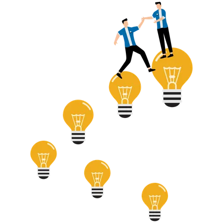 Geschäftsteam diskutiert kreative Ideen in Besprechung  Illustration