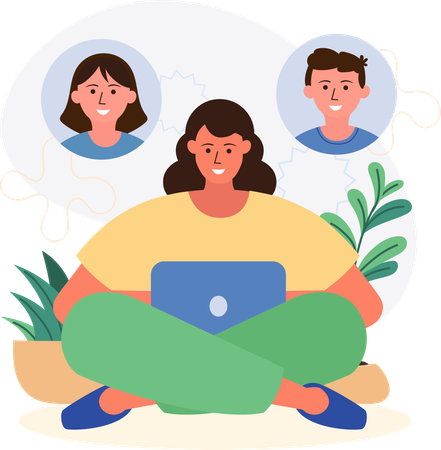 Geschäftsteam bei Online-Meeting  Illustration