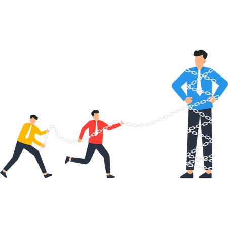 Geschäftsteam kämpft um die Freiheit  Illustration