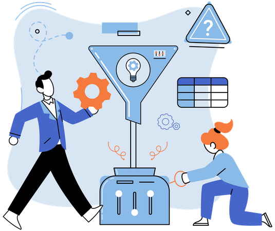 Geschäftsteam löst komplexes Problem  Illustration