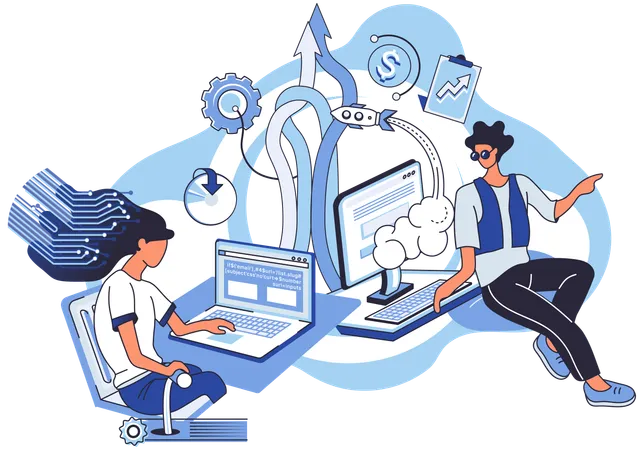 Geschäftsteam löst komplexes Problem  Illustration