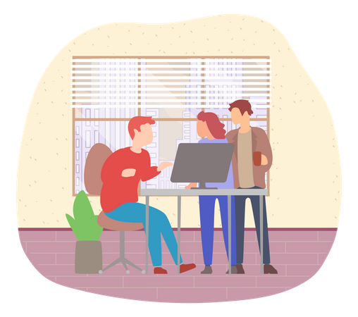 Geschäftsteams denken und arbeiten zusammen  Illustration