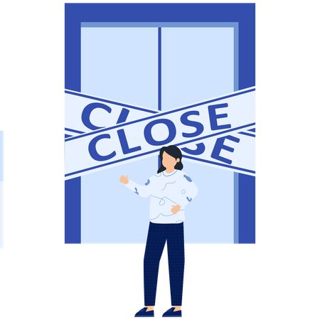 Geschlossenes Schild mit gestikulierender Frau  Illustration