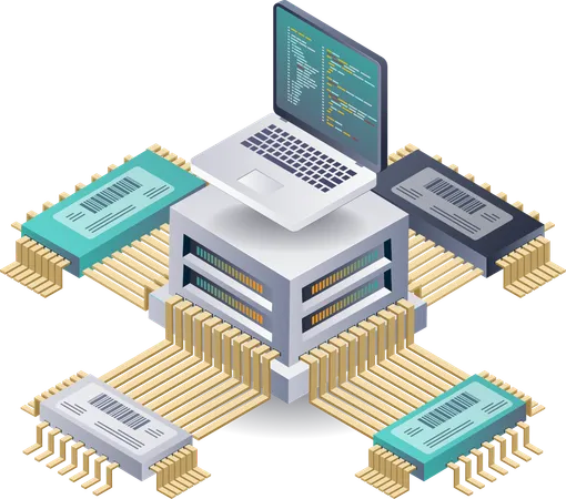 Geschwindigkeit der Computerchip-Netzwerktechnologie  Illustration