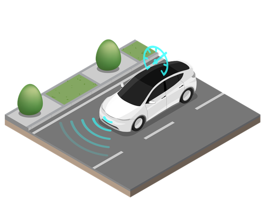 Geschwindigkeitsregelung und Automotive-Radar  Illustration