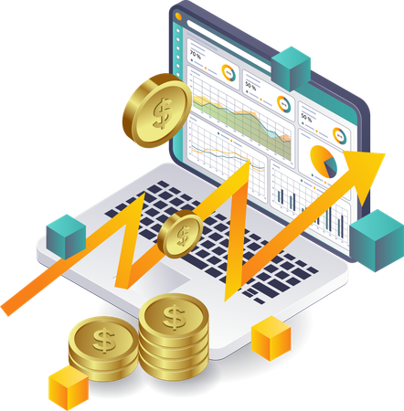 Gestão de Análise de Dados Financeiros em Negócios  Ilustração