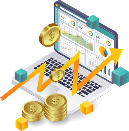 Gestão de Análise de Dados Financeiros em Negócios  Ilustração