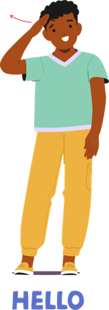 Geste de bonjour pour enfant en langue des signes  Illustration