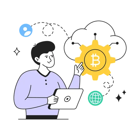 Gestion des bitcoins dans le cloud  Illustration