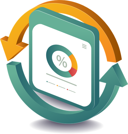 Gestión de analistas de datos y gráficos circulares  Ilustración