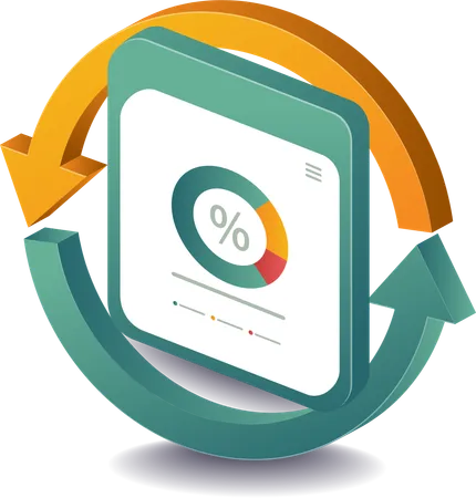 Gestión de analistas de datos y gráficos circulares  Ilustración