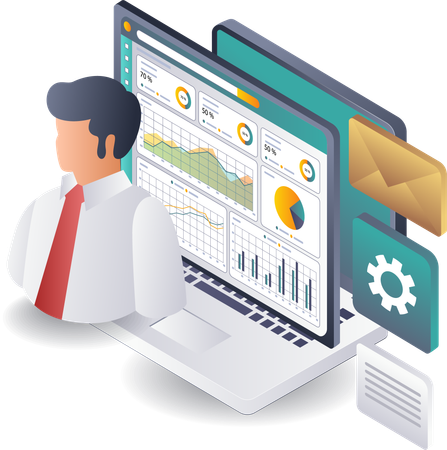 Gestión de datos profesional para el análisis del desarrollo empresarial tecnológico  Ilustración