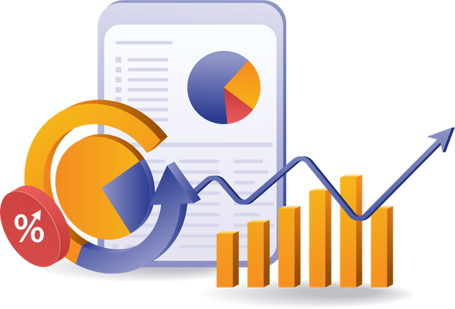 Gestión del análisis del desempeño porcentual del crecimiento empresarial  Illustration