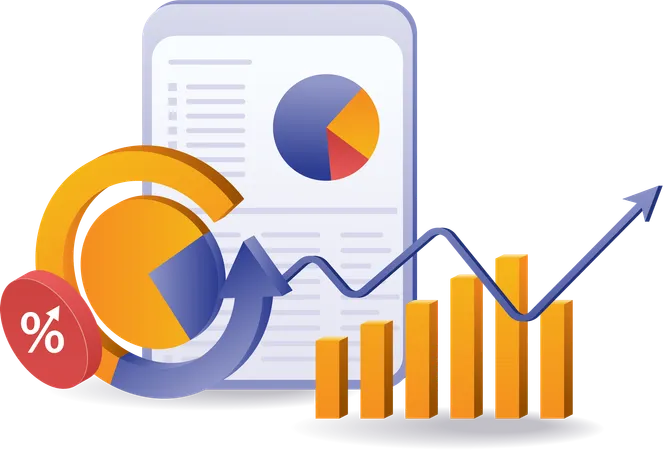 Gestión del análisis del desempeño porcentual del crecimiento empresarial  Illustration