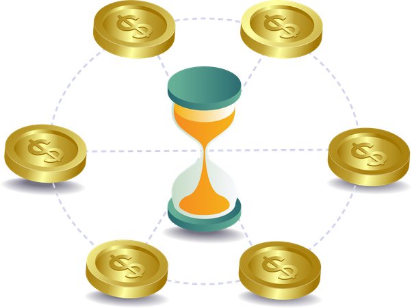 Gestión del tiempo en el negocio del dinero mundial  Ilustración