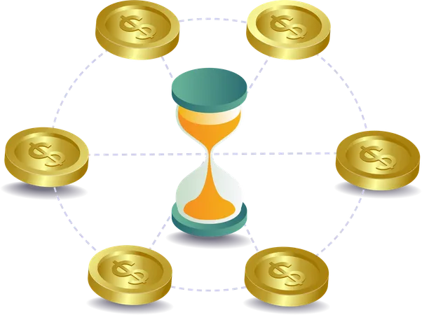 Gestión del tiempo en el negocio del dinero mundial  Ilustración