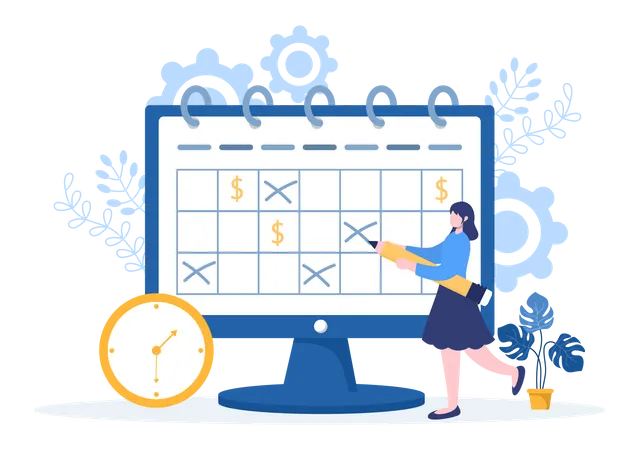 Gestión y planificación del tiempo Horario  Illustration