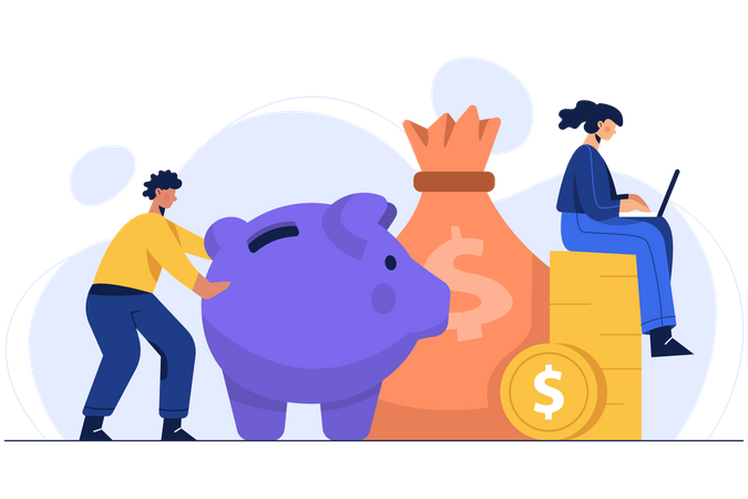 Gestion des finances par garçon  Illustration