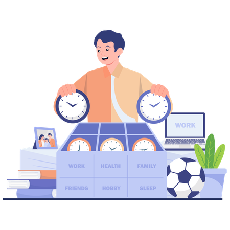 Gestion du temps pour un équilibre entre vie professionnelle et vie privée  Illustration