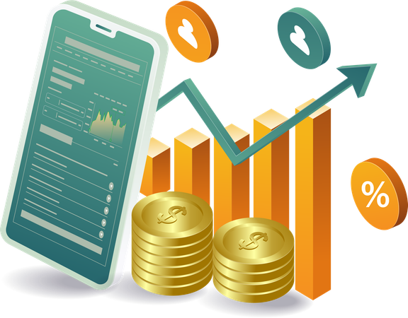 Gráfico de datos de análisis y gestión empresarial  Illustration