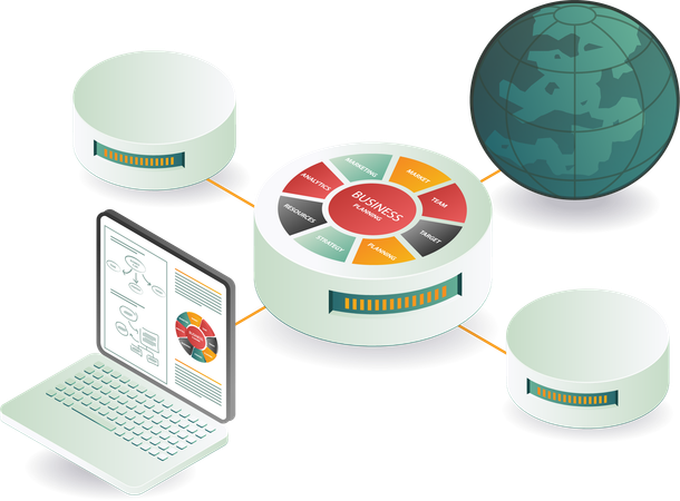 Monde des affaires de gestion ERP  Illustration