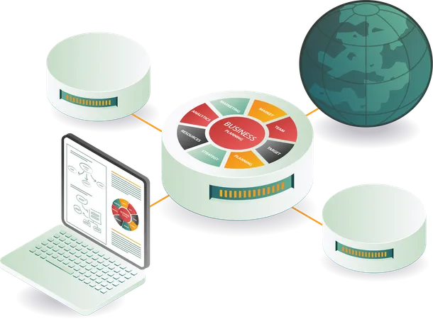 Monde des affaires de gestion ERP  Illustration