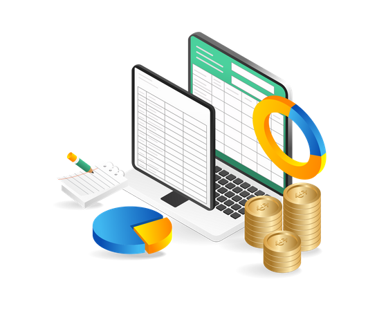 Gestión financiera aplicación excel gestión financiera  Illustration