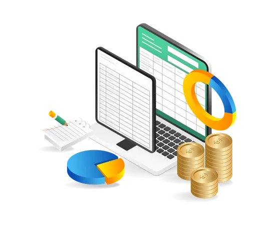 Gestión financiera aplicación excel gestión financiera  Illustration