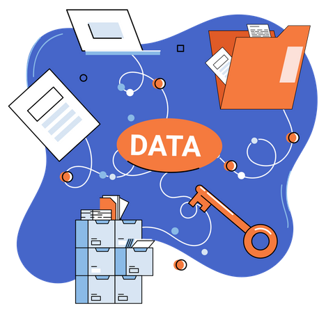 Gestión de datos y protección de datos.  Ilustración