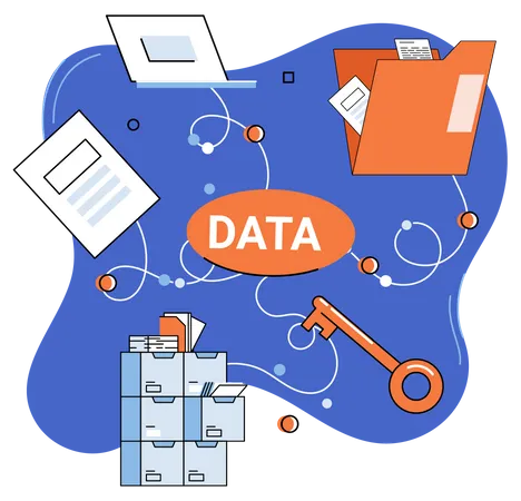Gestión de datos y protección de datos.  Ilustración