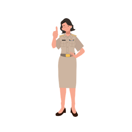 Oficial feminina dando gesto de bom trabalho  Ilustração