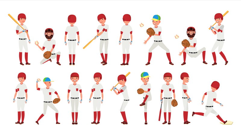 Gestos de jogador de beisebol profissional  Ilustração