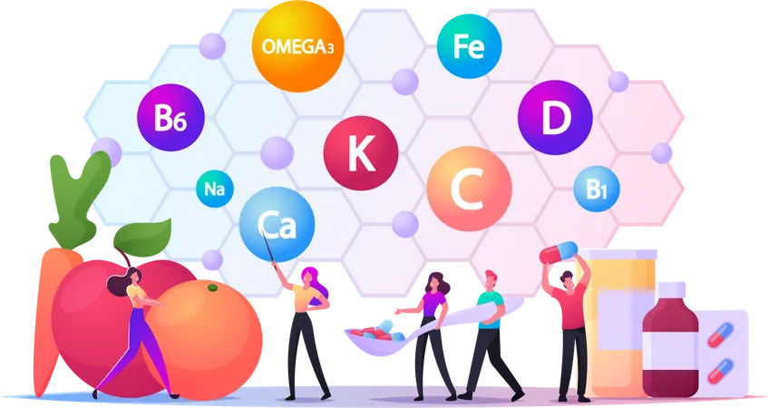 Gesunde und Vitaminprodukte  Illustration