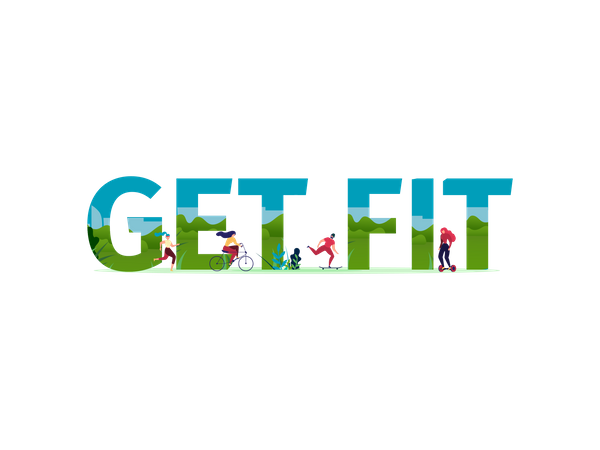 Get Fit Advertising Sports Phrase  Illustration