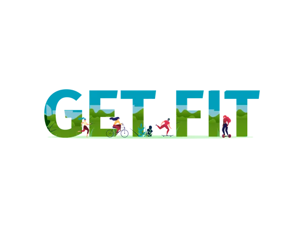 Get Fit Advertising Sports Phrase  Illustration