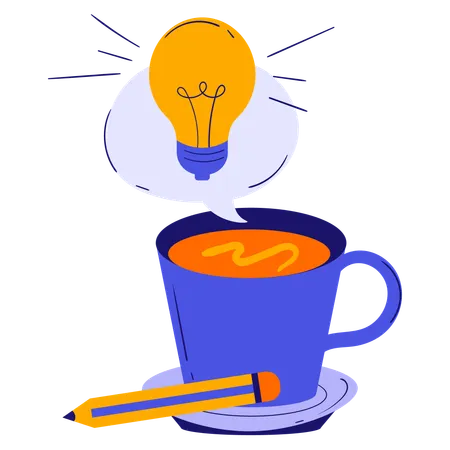 Get idea with cup of coffee  Illustration
