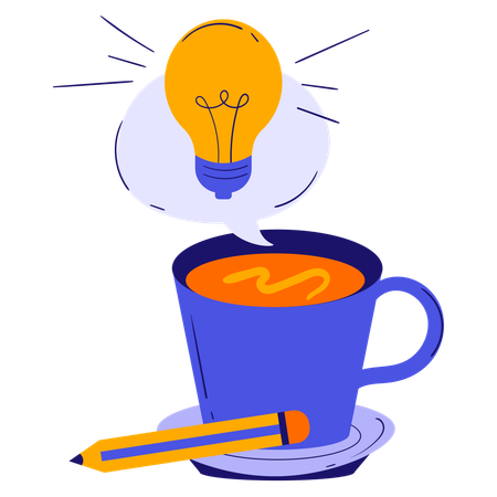 Get idea with cup of coffee  Illustration