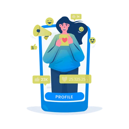 Promote Profile Get Popularity With Likes Sign On Social Media Illustration イラスト
