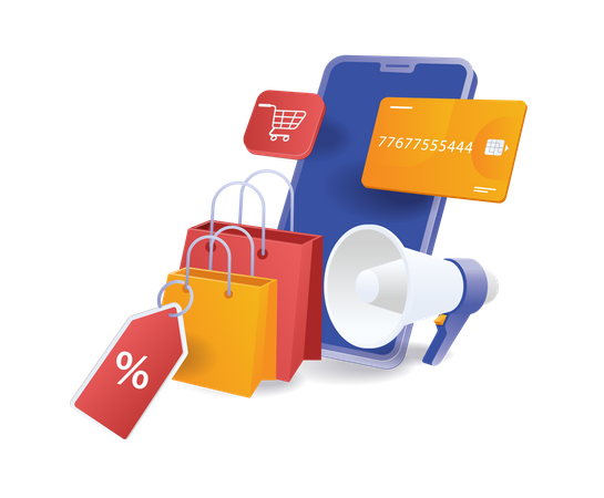 Get lots of online shopping discounts  Illustration