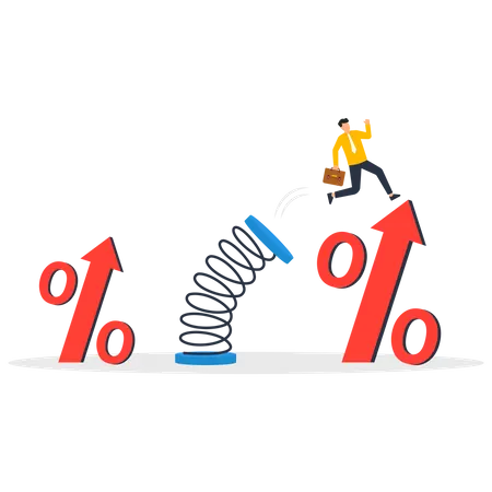 Get more benefits. Businessmen jump for a large percentage  Illustration