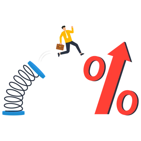 Get more benefits. Businessmen jump for a large percentage  Illustration