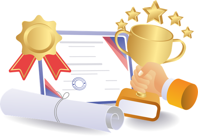 Get the student trophy for winning the contest  イラスト