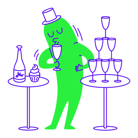 Getränke auf der Party genießen  Illustration